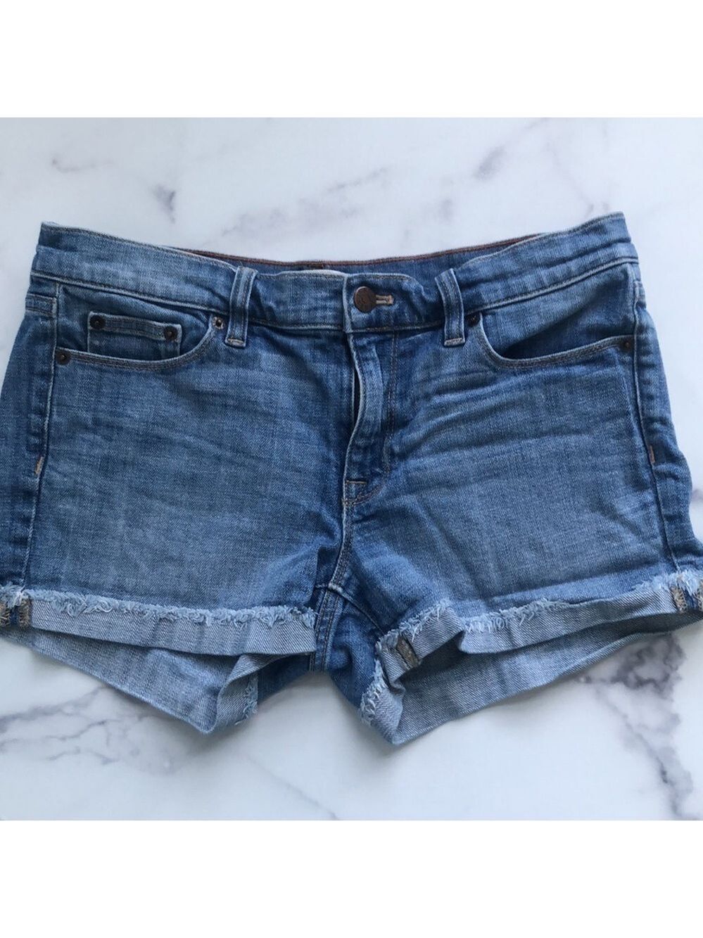 J. Crew Denim Jean Shorts Stretch Fit Cuffed Size 28 - Picture 7 of 9